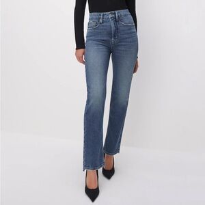 New with tags Good American Good Boy super highrise straight cropped jeans 14/32